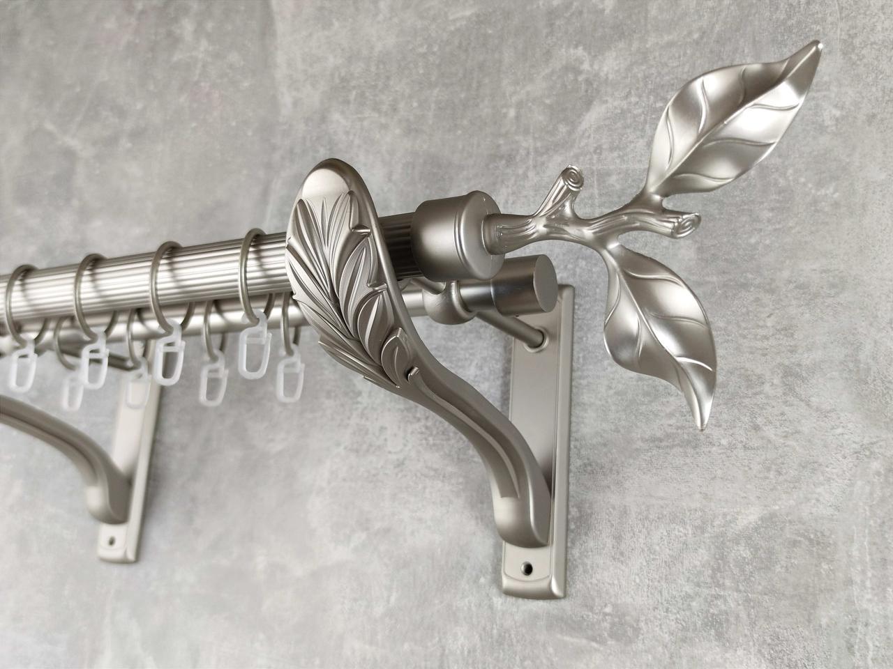 Карниз MStyle металлический для штор двухрядный Листок Розы 25/19 мм рифленый 300 см Сатин (5012868)