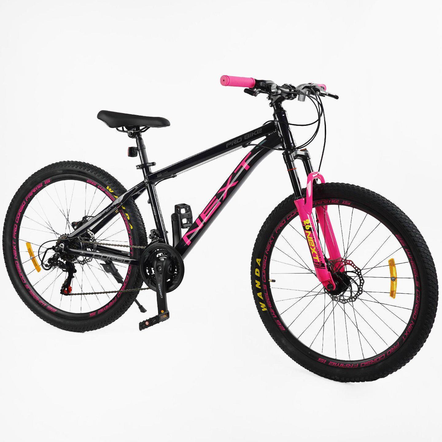 Велосипед горный Corso Next алюминиевый 26"/15" Черно-розовый (436226385) - фото 2 Велосипед горный Corso Next алюминиевый 26"/15" Черно-розовый (436226385) - фото 2