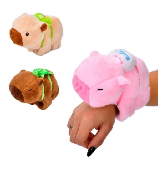 Браслет игрушка Капибара с черепахой на руку поет 15 см Розовый (24984751) - фото 3