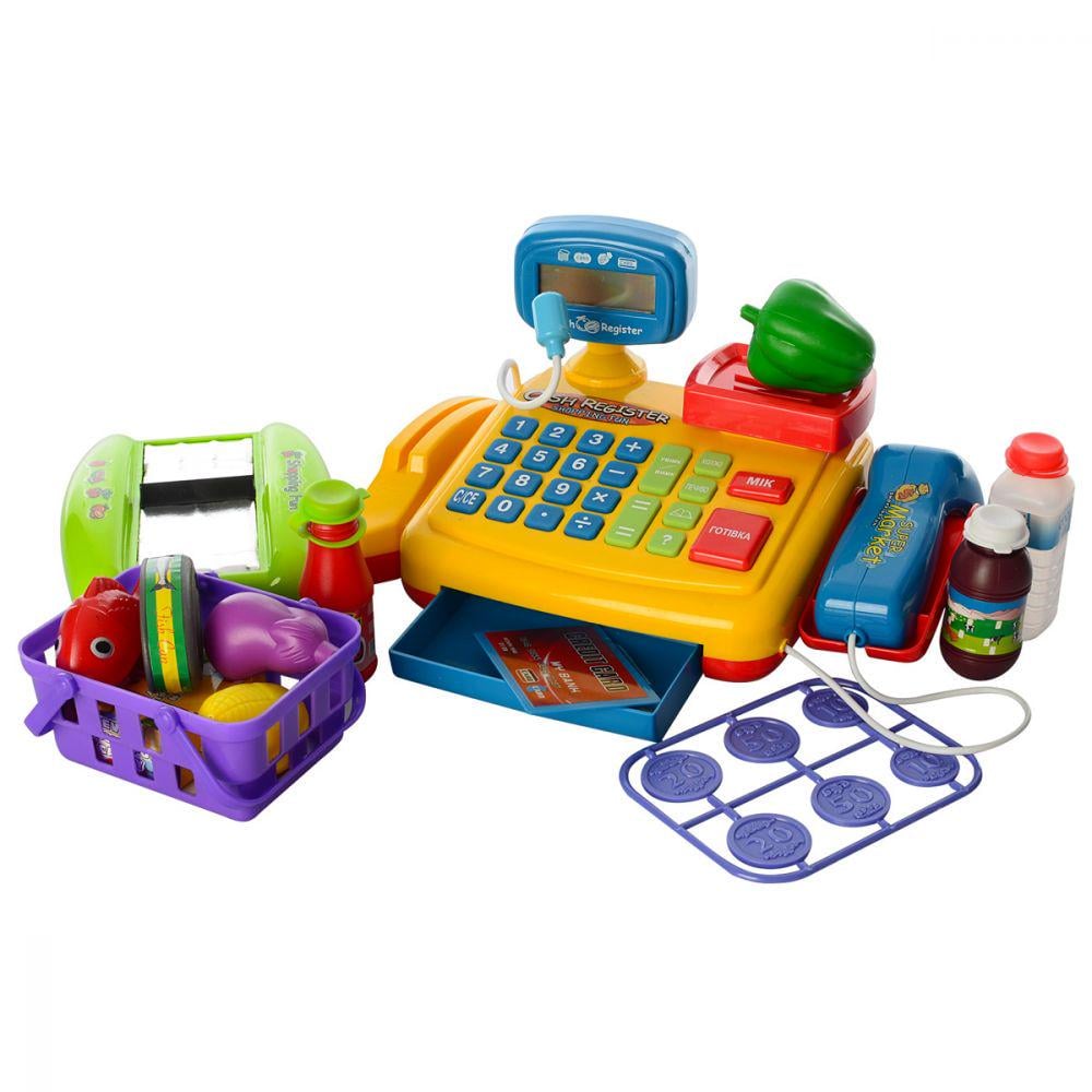 Детский игровой набор Limo Toy Кассовый аппарат с аксессуарами из пластика 43х18х17 см Разноцветный (150-98-7018RU)