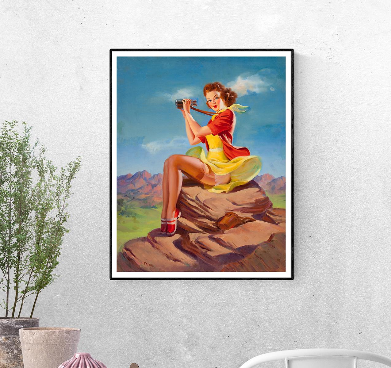 Постер Девушка с биноклем. Арт Фрам формат А-1 (pin_up1726006_Poster)