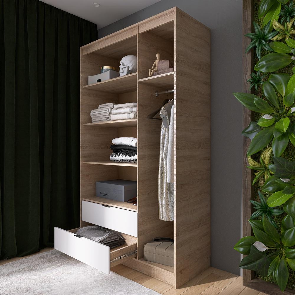 Шкаф распашной для одежды с выдвижными ящиками Эверест Сити-1200 120,2x50x204,6 см Дуб сонома/Белый (EVR-071124) - фото 5 Шкаф распашной для одежды с выдвижными ящиками Эверест Сити-1200 120,2x50x204,6 см Дуб сонома/Белый (EVR-071124) - фото 5