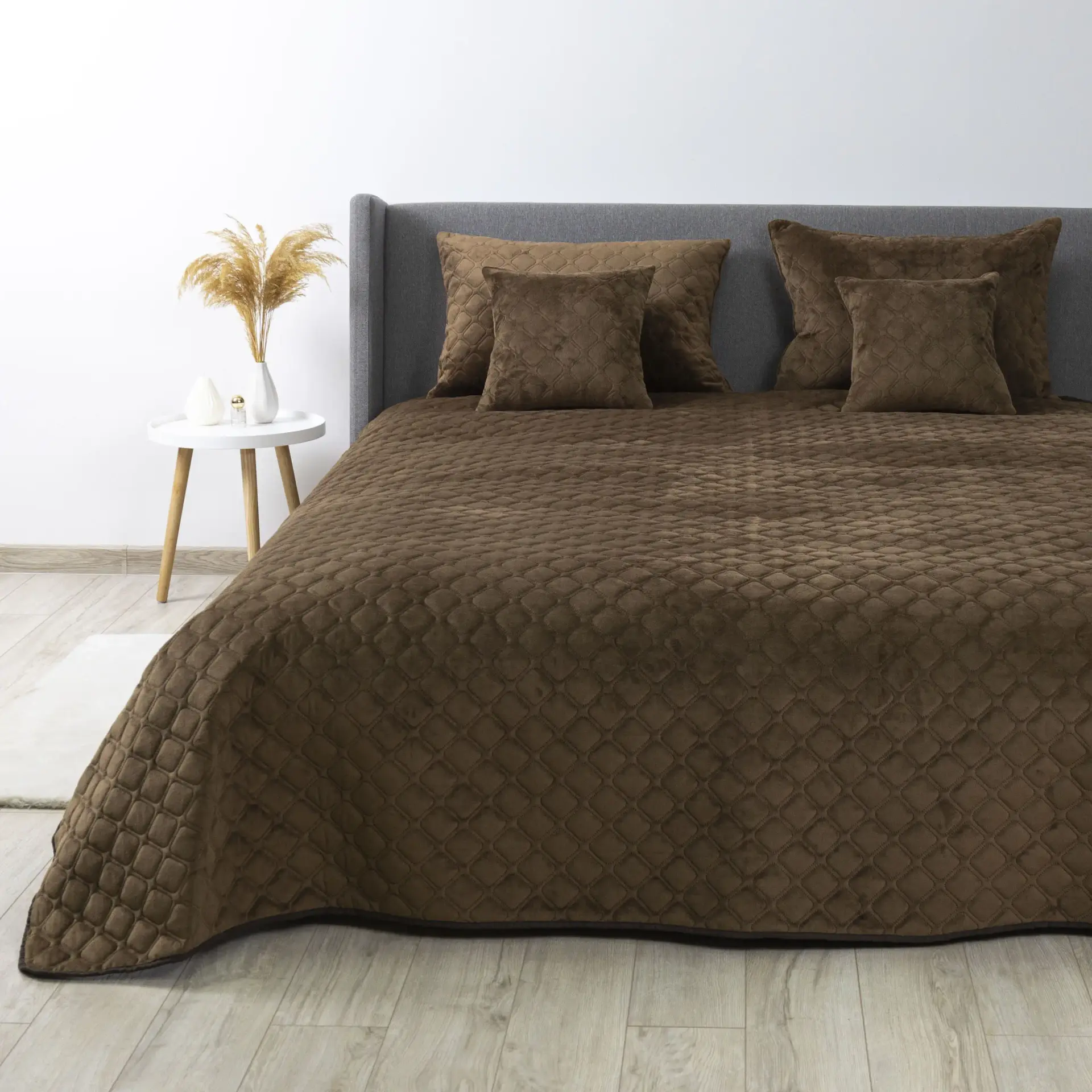 Покривало велюрове без наволочек 240х260 см Коричневий