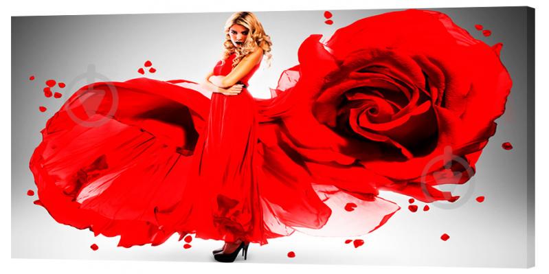 Картина на холсте Декор Карпаты Женщина роза 50х100 см (l46)