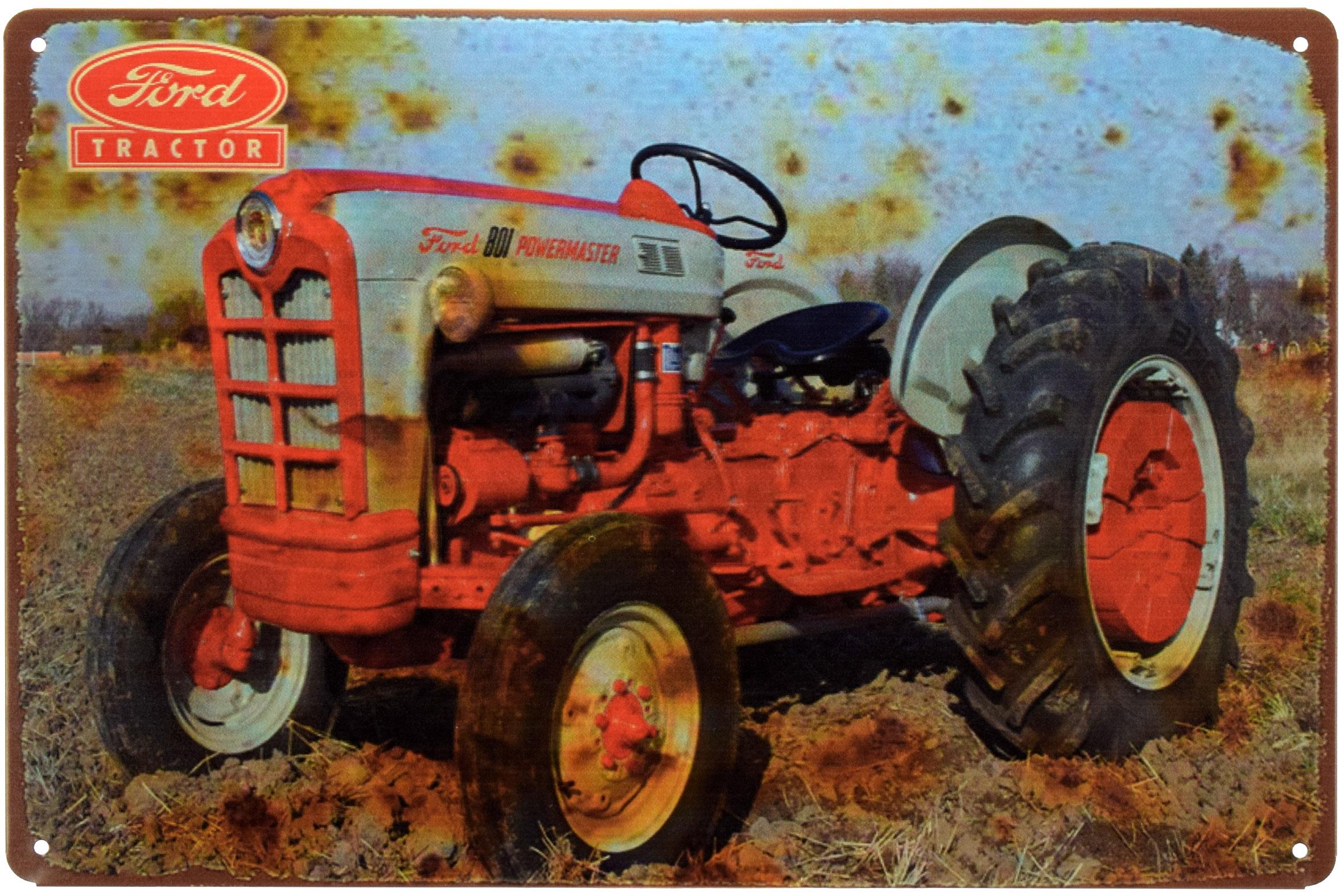 Табличка металлическая Ford 801 Powermaster Tractor 20x30 см Табличка металлическая Ford 801 Powermaster Tractor 20x30 см