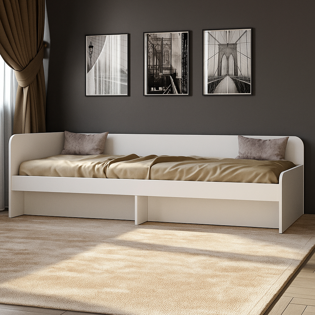 Кровать односпальная Эверест 800 сплошной щит Белый (е-20737.04)