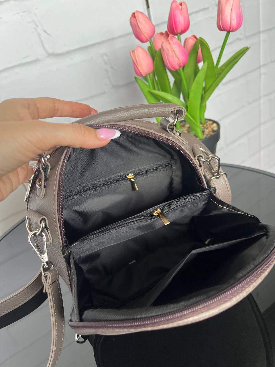 Сумка женская кросс-боди из экокожи 22х17х9 см Капучино (2682007783) - фото 5