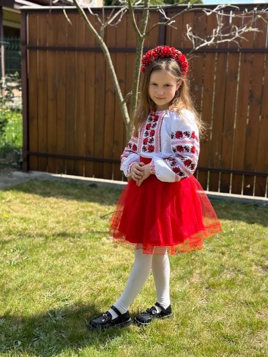 Костюм вышиванка для девочки 110 см Белый/Красный - фото 10 Костюм вышиванка для девочки 110 см Белый/Красный - фото 10