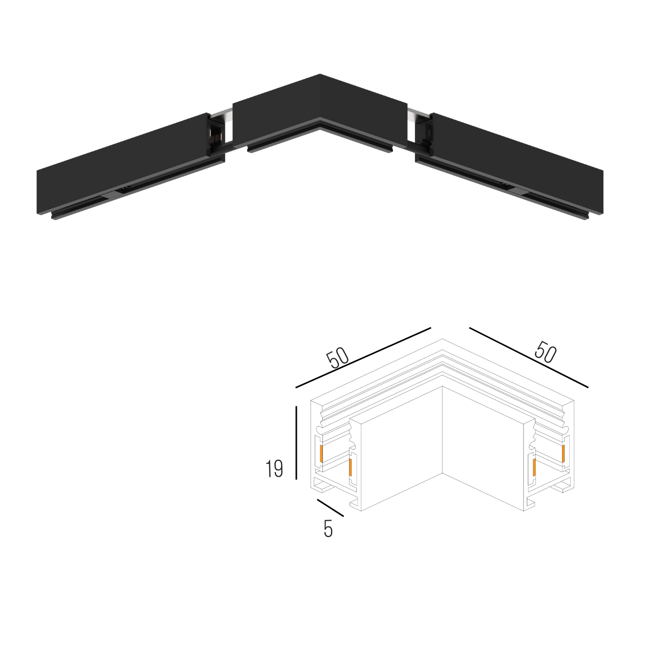 Соединитель угловой горизонтальний для магнитного шинопровода накладного и подвесного MERALLI Черный (TRUN0G001) - фото 3 Соединитель угловой горизонтальний для магнитного шинопровода накладного и подвесного MERALLI Черный (TRUN0G001) - фото 3