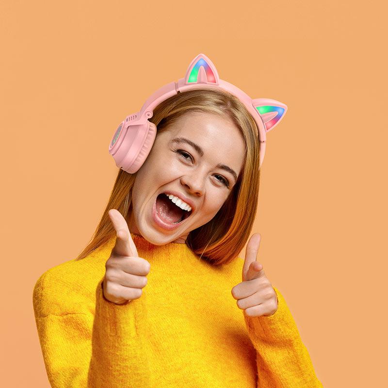 Наушники беспроводные Bluetooth BOROFONE BO18 400 mAh Cat ear Белый (564668) - фото 2 Наушники беспроводные Bluetooth BOROFONE BO18 400 mAh Cat ear Белый (564668) - фото 2