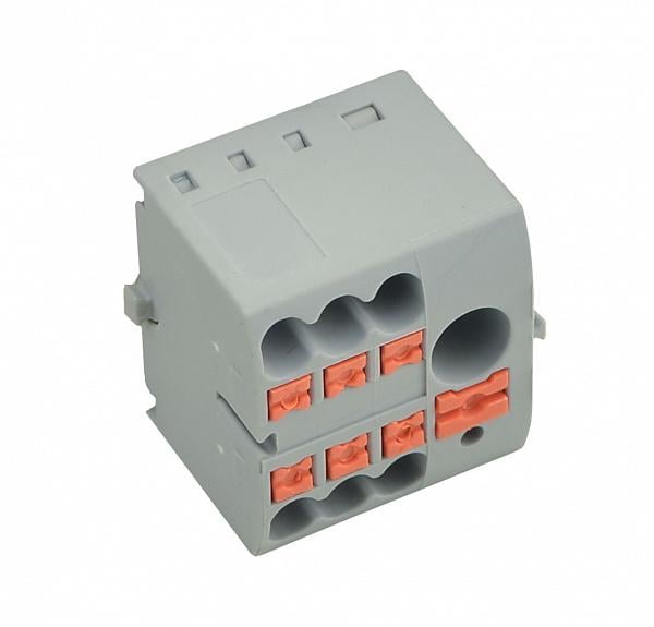 Блок распределительный клеммный АСКО-УКРЕМ DTB-6 24А вход 0,5-10 мм2 выход 6x0,2-4 мм2 (A0130010155)
