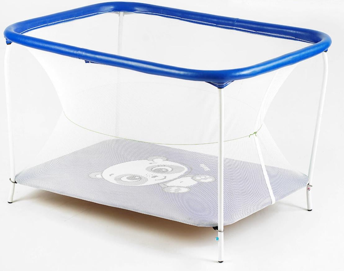 Манеж Панда прямокутний м’яке дно євр сітка без ручки Blue (147269)