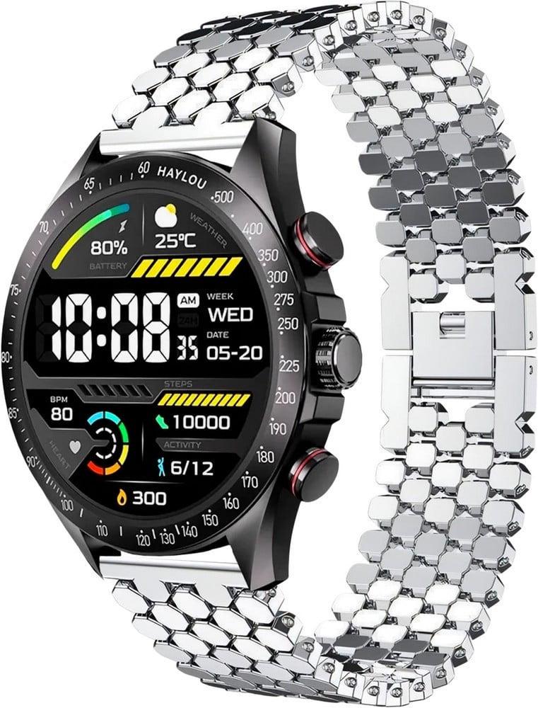 Браслет металлический Scaly для Haylou Solar Pro LS18 Silver (40841-59)