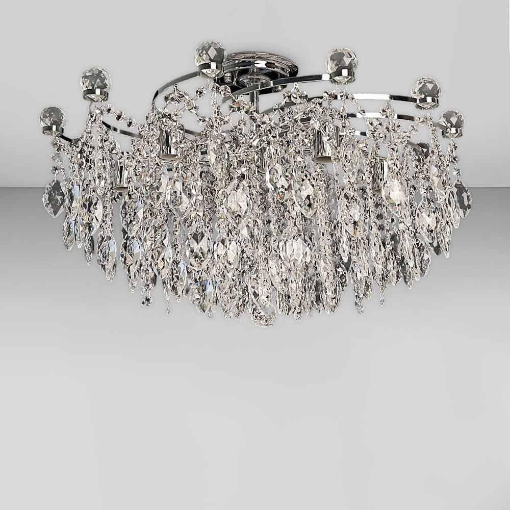 Люстра хрустальная потолочная Light House SH-18784/9 CR E14 670х670х450 мм Хром