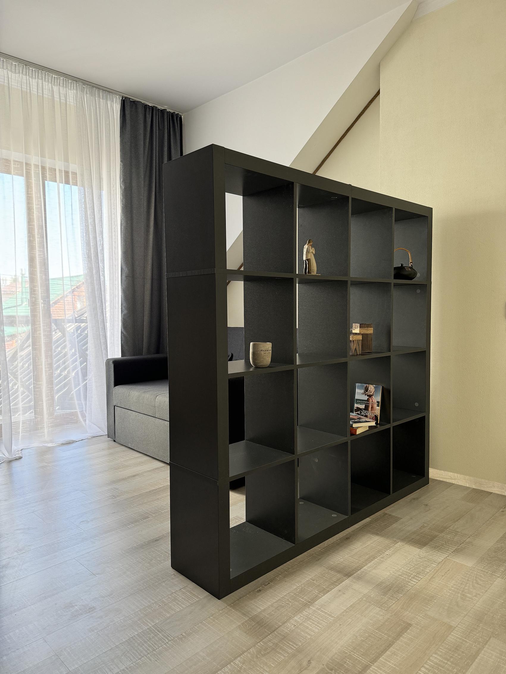 Стелаж у вітальню Inteo Мікс 4х4 1500х1500х290 мм Антрацитовий