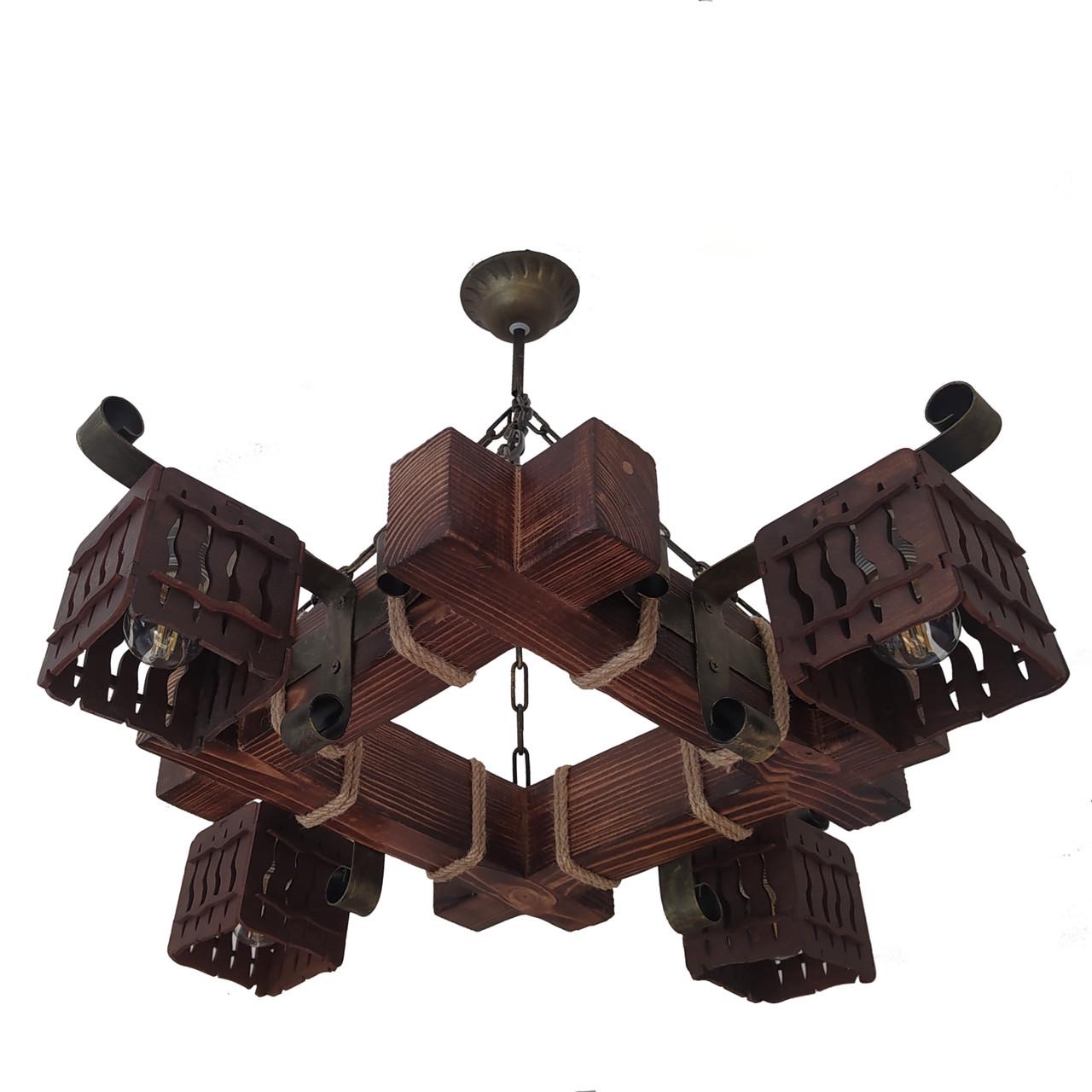 Люстра дерев'яна підвісна Lighthouse LPR-20107/4P Коричневий (112204)