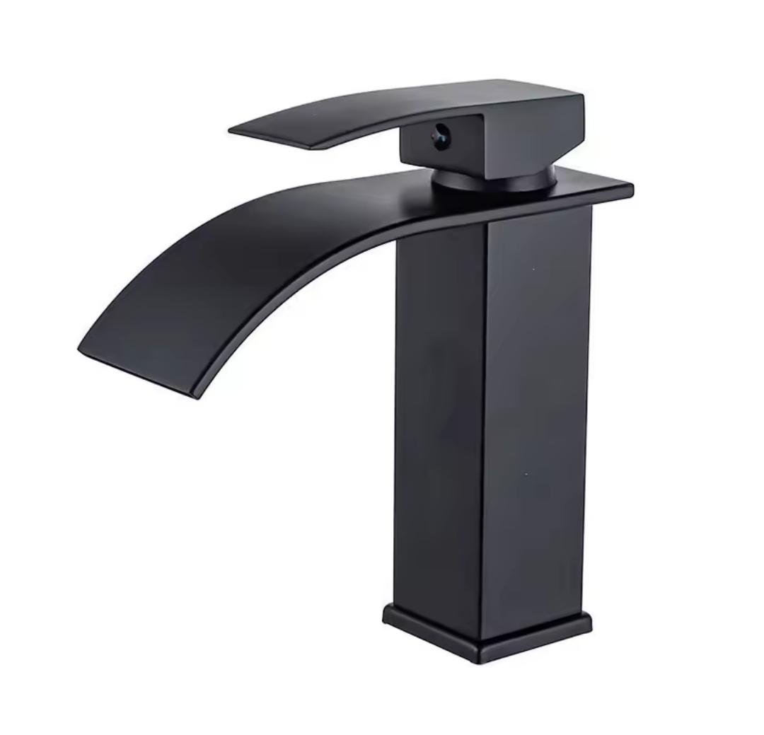 Змішувач для умивальника каскадний одноважільний Matte Black Edition Чорний матовий