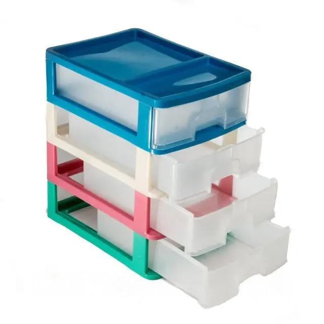 Комод настільний для зберігання дрібних речей A4 на 4 ящики пластиковий Різнокольоровий (147-46-10205)
