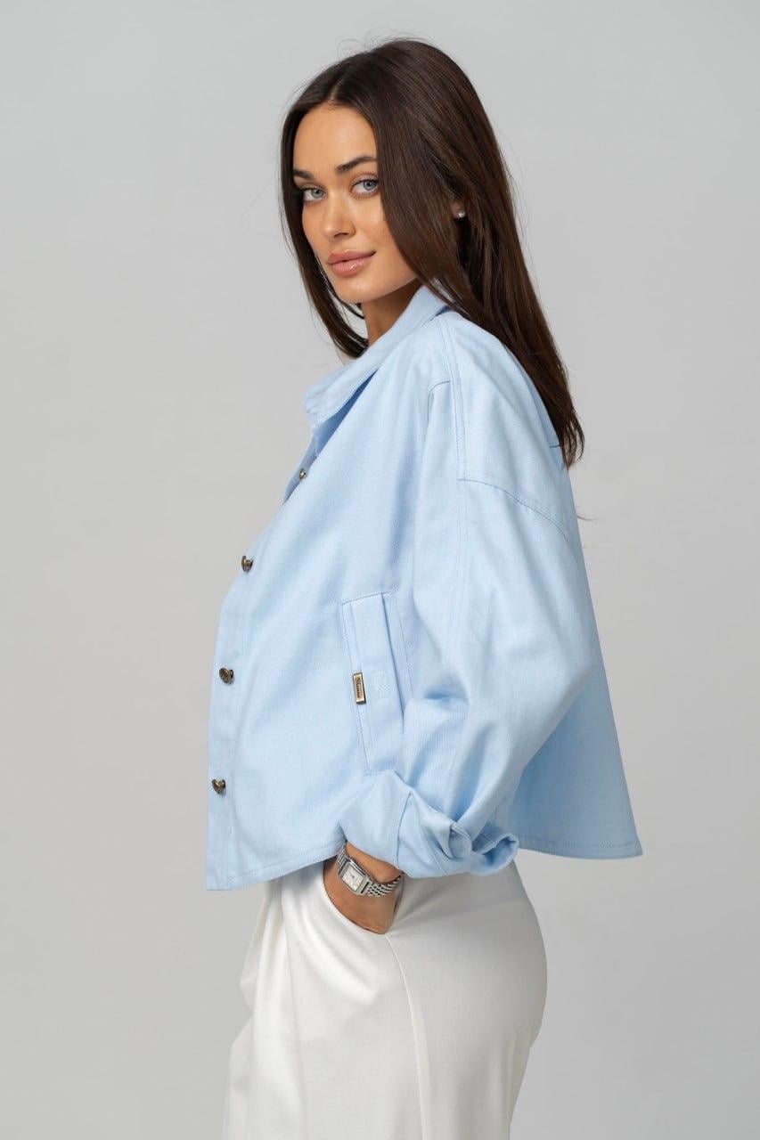 Кроп-жакет женский джинсовый oversize M Нежно-голубой (33297861)