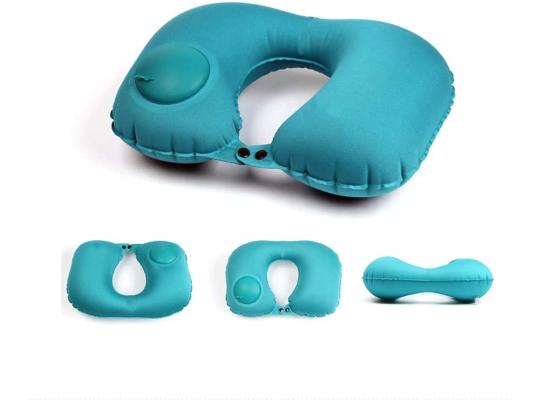 Подушка надувна з помпою Travel Neck Pillow Бірюзовий (98-9725862) - фото 3