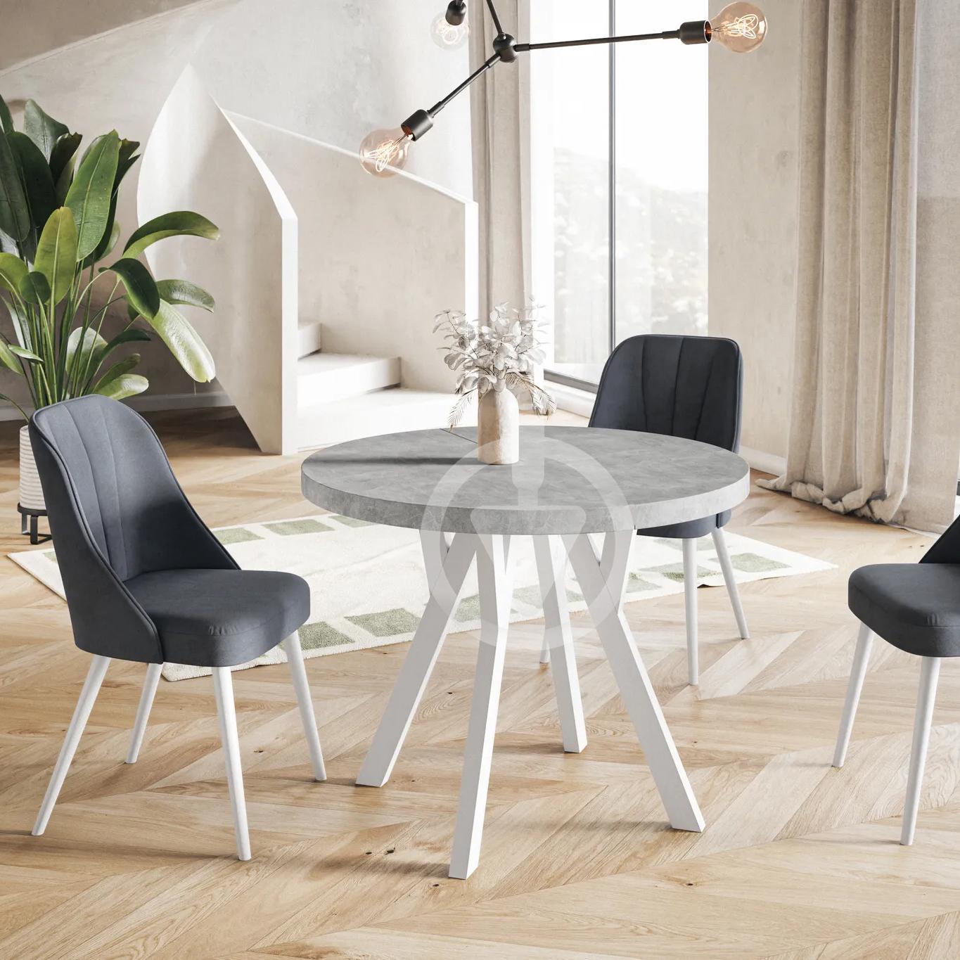 Стол кухонный круглый RoMax Lite Loft 80 см Бетон/Белый - фото 2