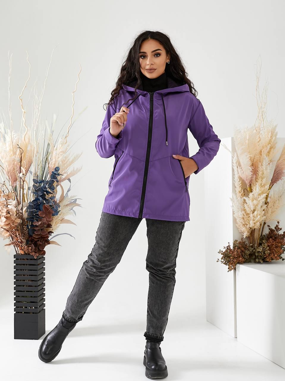 Куртка-дождевик Khan короткая без утеплителя р. 46 Фиолетовый (Kh757)