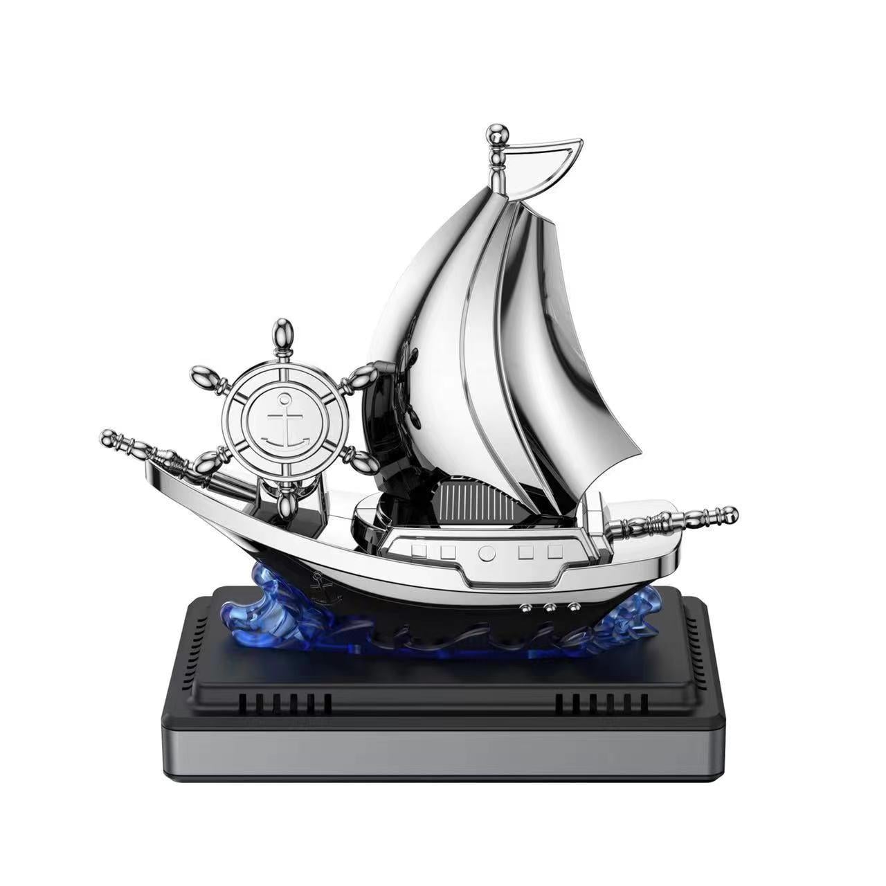 Ароматизатор автомобильный кораблик с вращением штурвала на солнечной панели Vert-16 (17386)