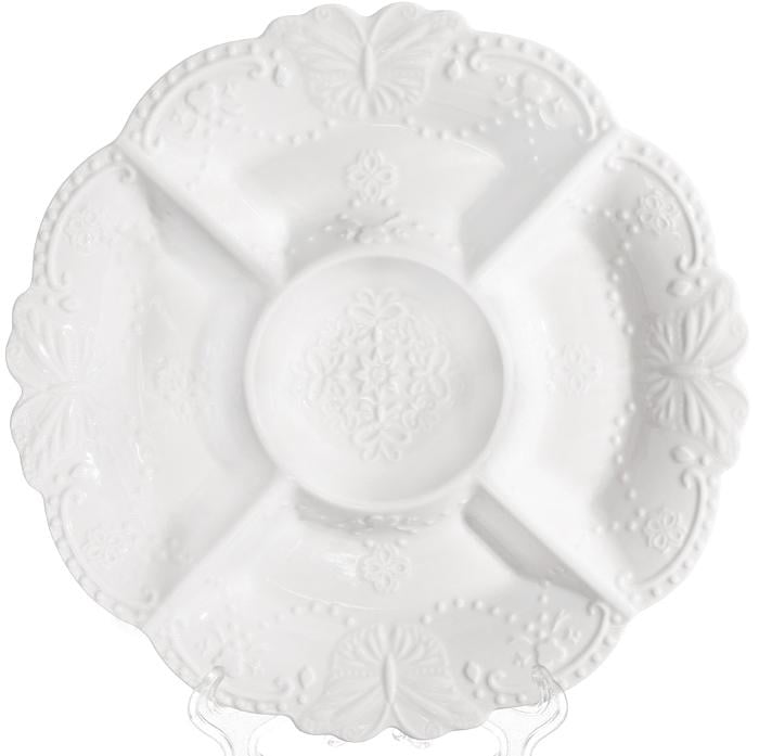 Менажница Bona Белое Кружево фарфоровое Ø27 см 5 секций 2 шт. (BD-988-383)