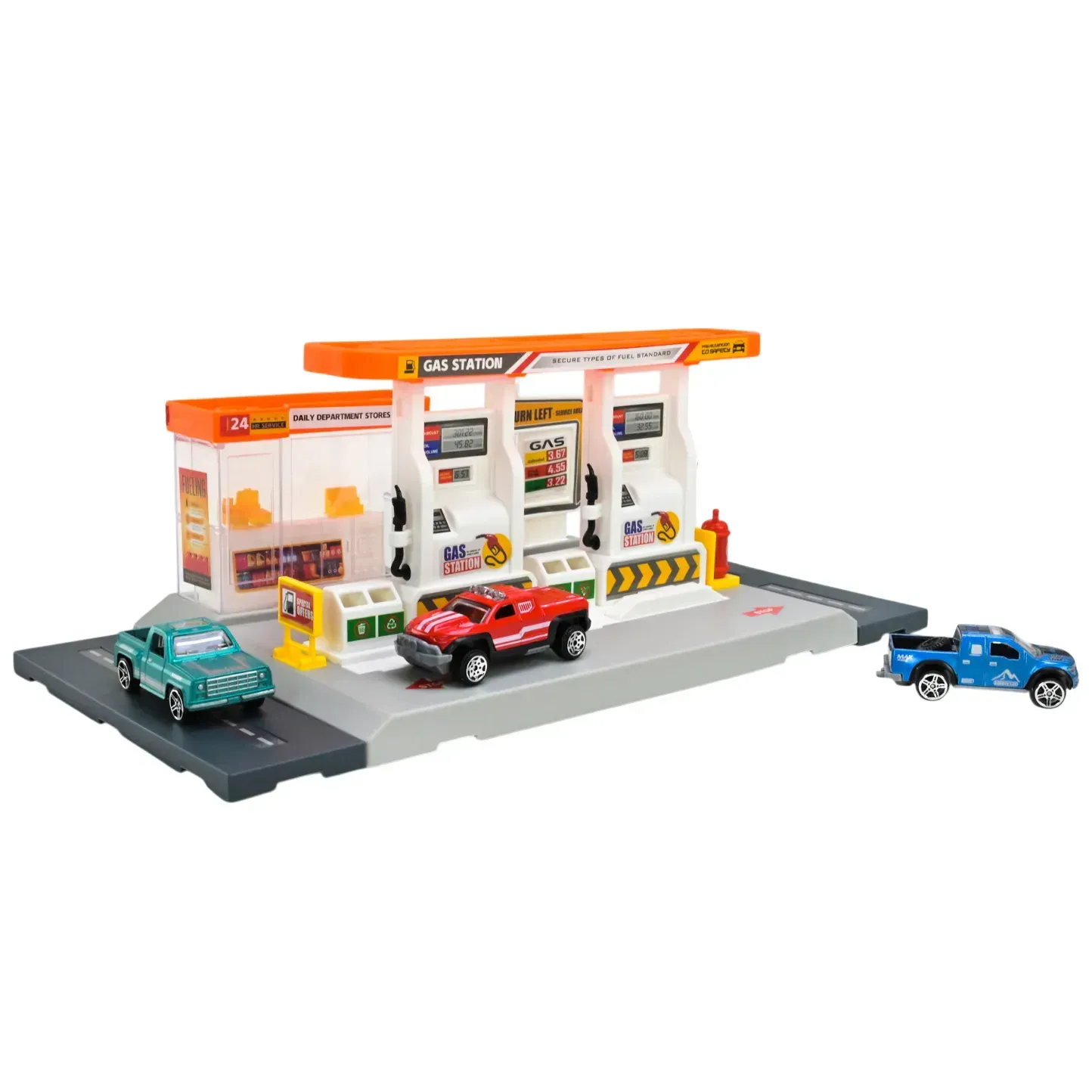 Паркинг игрушечный Автопром АЗС с машинками из пластика 34х17х13 см. Разноцветный (150-98-PS005-1)