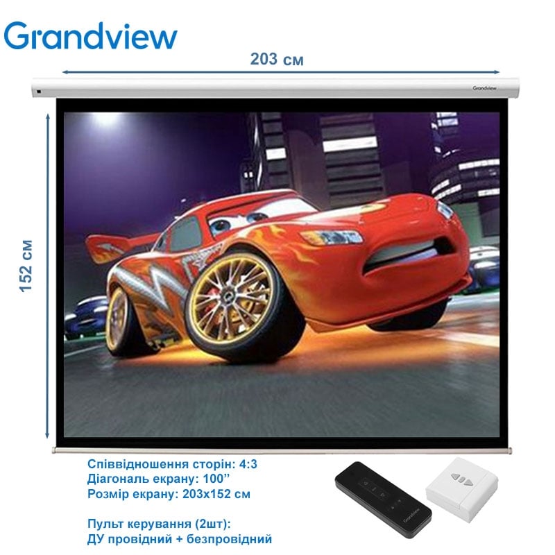 Екран для проектора GrandView CB-MP100 WM5 настінний 100" 203x152 см 4:3 (tf5453) - фото 2