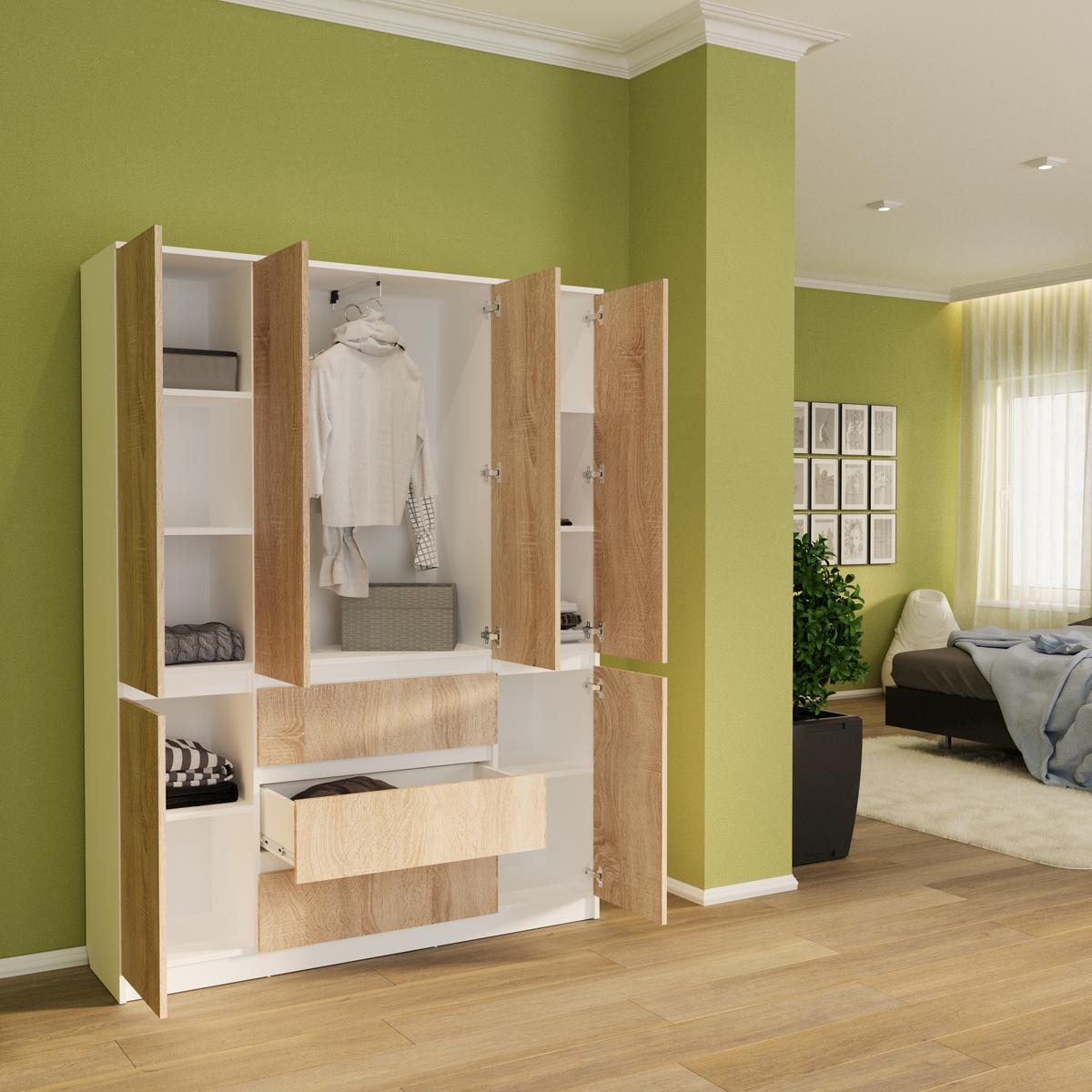 Шкаф Смузи Мікс Меблі 1860х1400х380 мм Сонома - фото 2 Шкаф Смузи Мікс Меблі 1860х1400х380 мм Сонома - фото 2