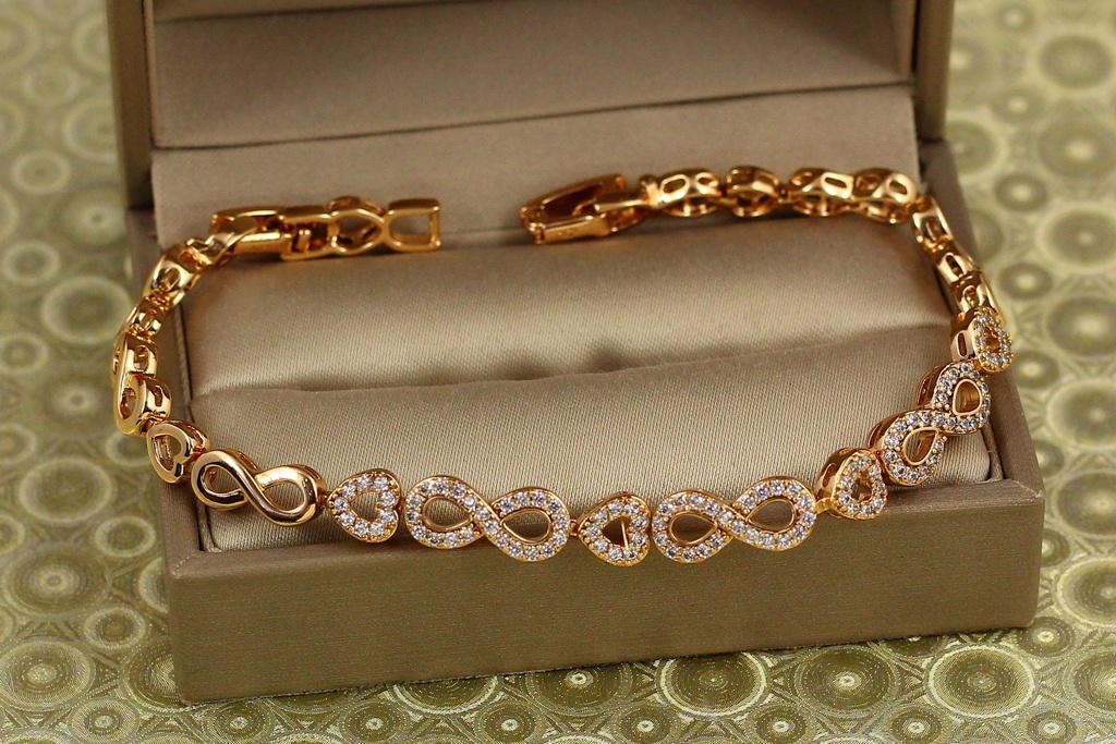 Браслет Xuping Jewelry восьмерки с сердечками 17 см Золотистый (28165119)