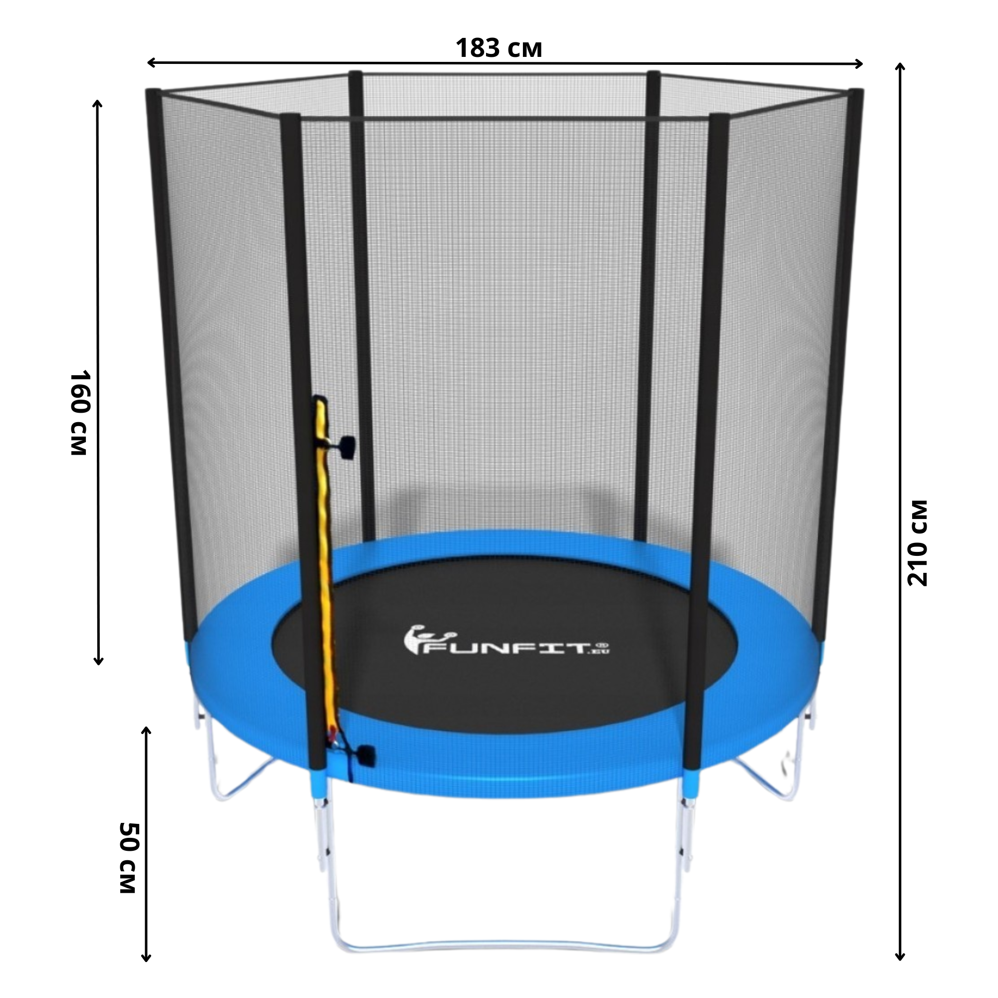 Батут дитячий Funfit з захисною сіткою та драбиною 183 см до 90 кг (VI-183CM) - фото 2
