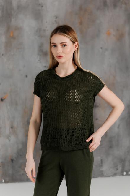 Футболка женская вязаная ART KNIT Сетка S/M Олива