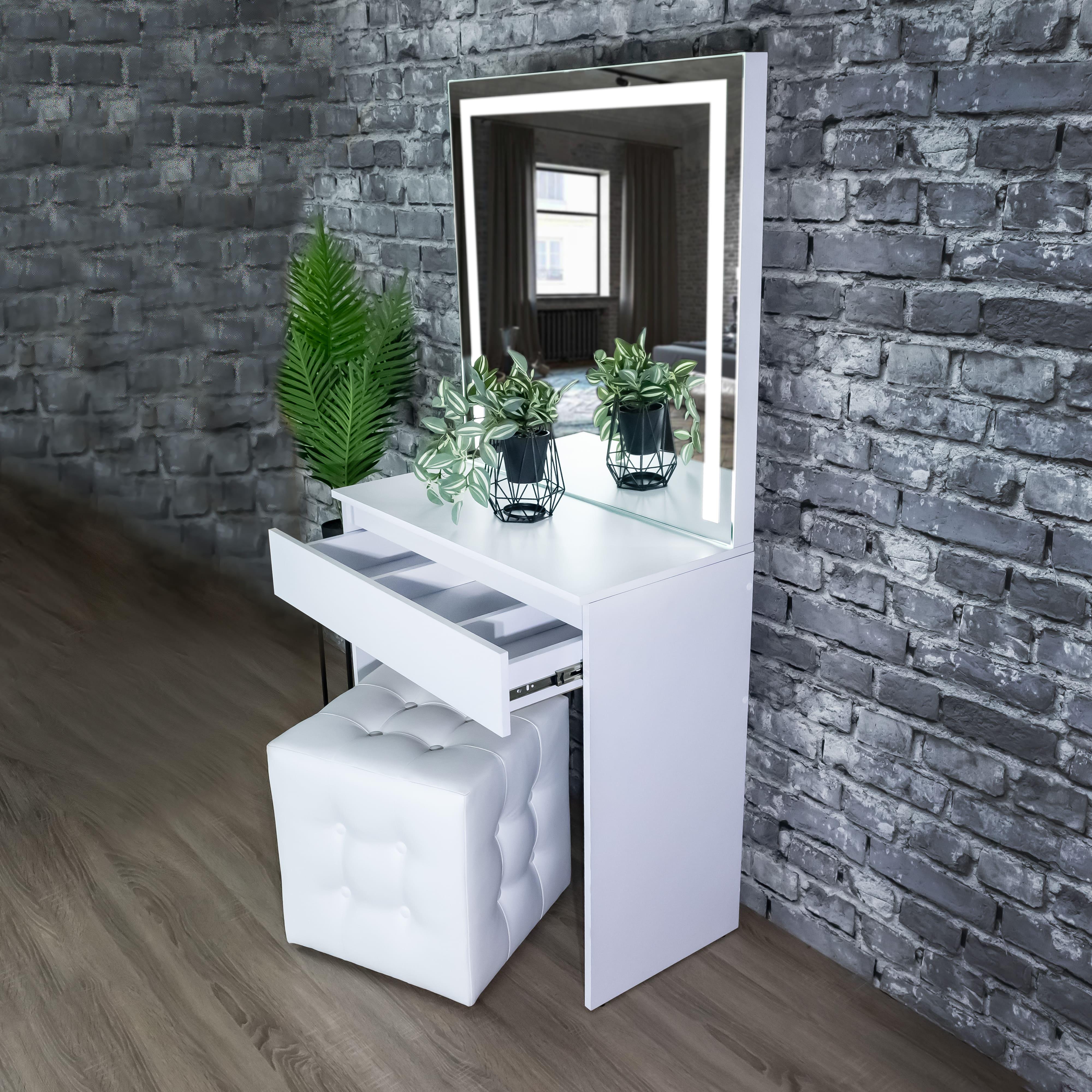 Стіл макіяжний з підсвіткою та шухлядою 160х80х40 см Білий (01/05) - фото 5 Стіл макіяжний з підсвіткою та шухлядою 160х80х40 см Білий (01/05) - фото 5