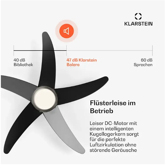 Потолочный вентилятор KLARSTEIN Bolero Smart 2в1 55 Вт 132 см (10046083) - фото 4 Потолочный вентилятор KLARSTEIN Bolero Smart 2в1 55 Вт 132 см (10046083) - фото 4