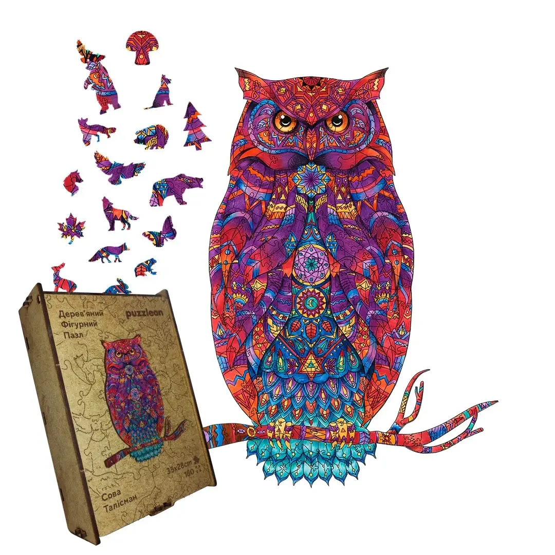 Пазл деревянный Сова Талисман А5 35 деталей картонная коробка 17х14 см Пазл деревянный Сова Талисман А5 35 деталей картонная коробка 17х14 см