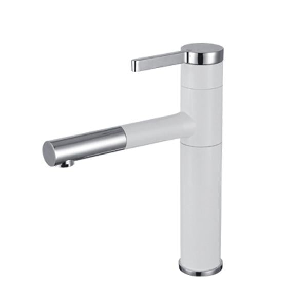 Смеситель поворотный с выдвижным шлангом Белый выдвижная часть Хром 37245)