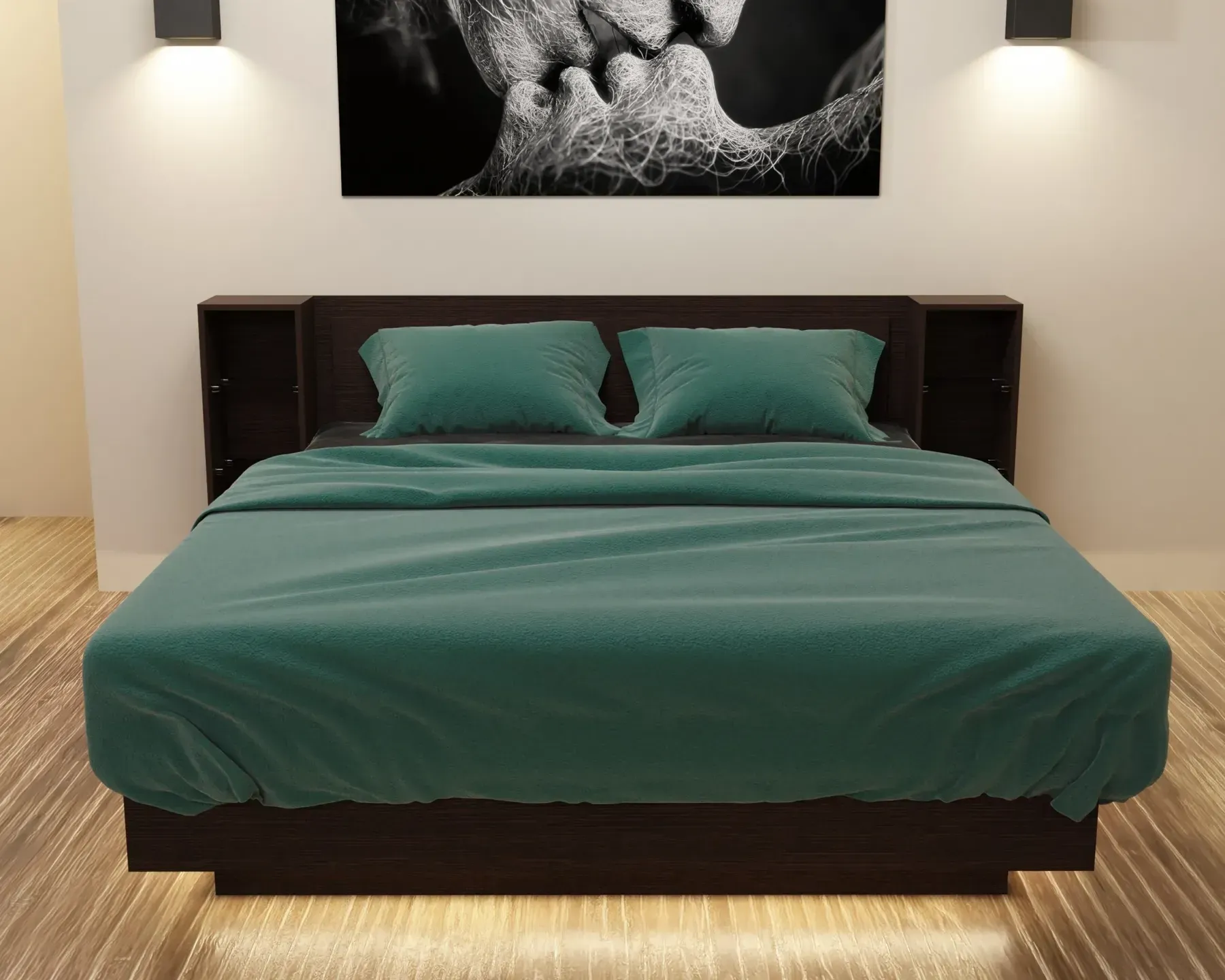 Кровать двуспальная Kontinent Kristal №1 с полками 140x200 см Венге Магия (63856076)