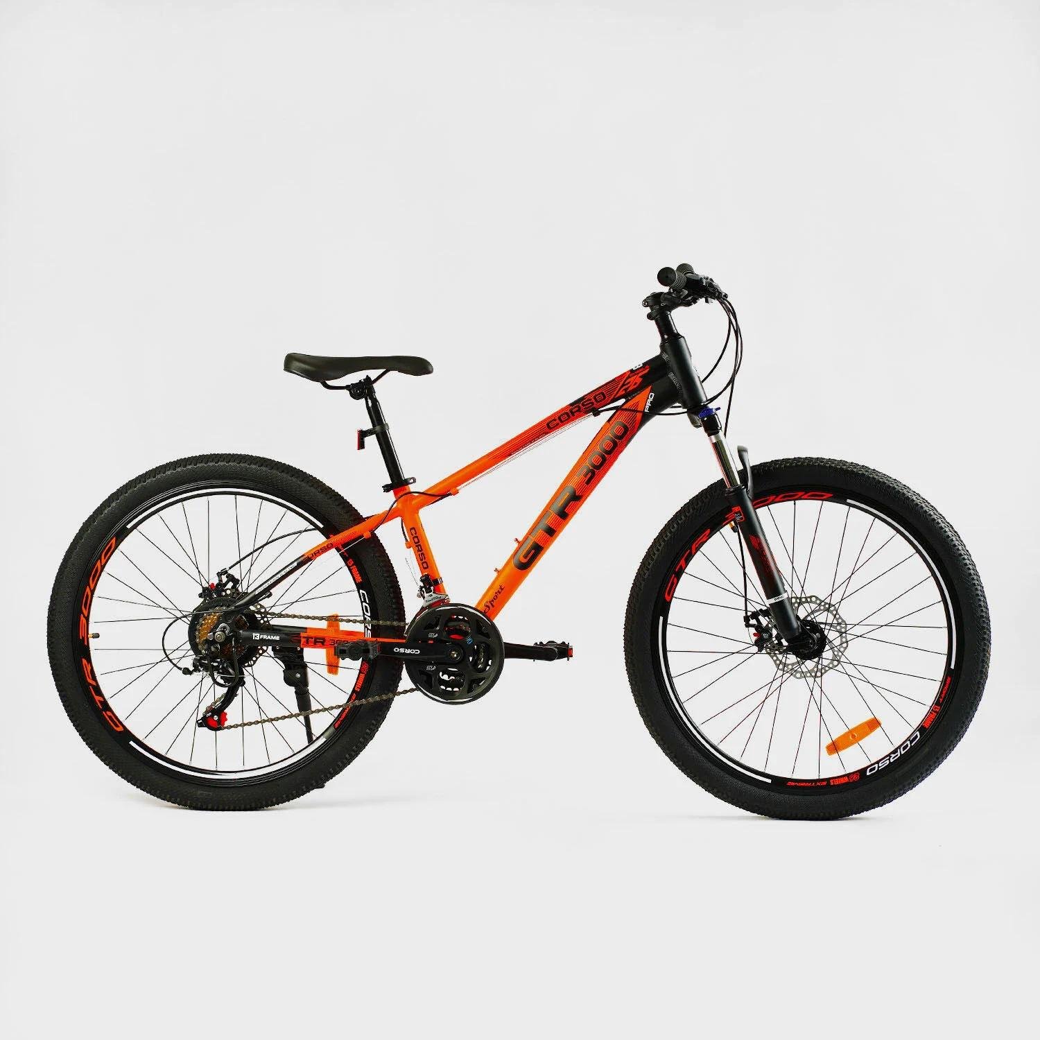 Велосипед спортивний Corso 26" 21 швидкість/рама алюмінієва 13"/обладнання Shimano Orange (147903)