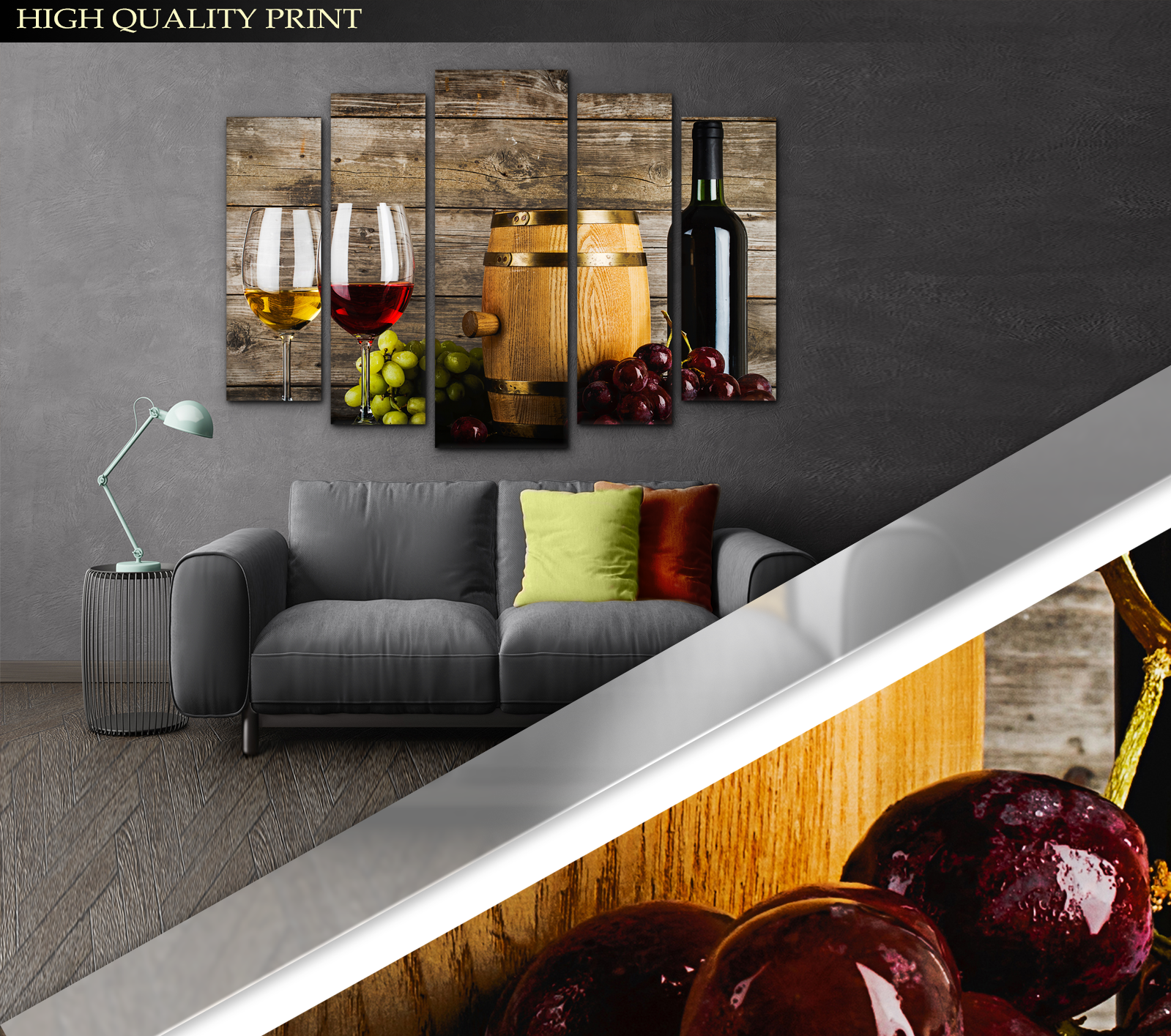 Картина модульная Бокалы вина 115х170 см (Art-291_5) - фото 3 Картина модульная Бокалы вина 115х170 см (Art-291_5) - фото 3