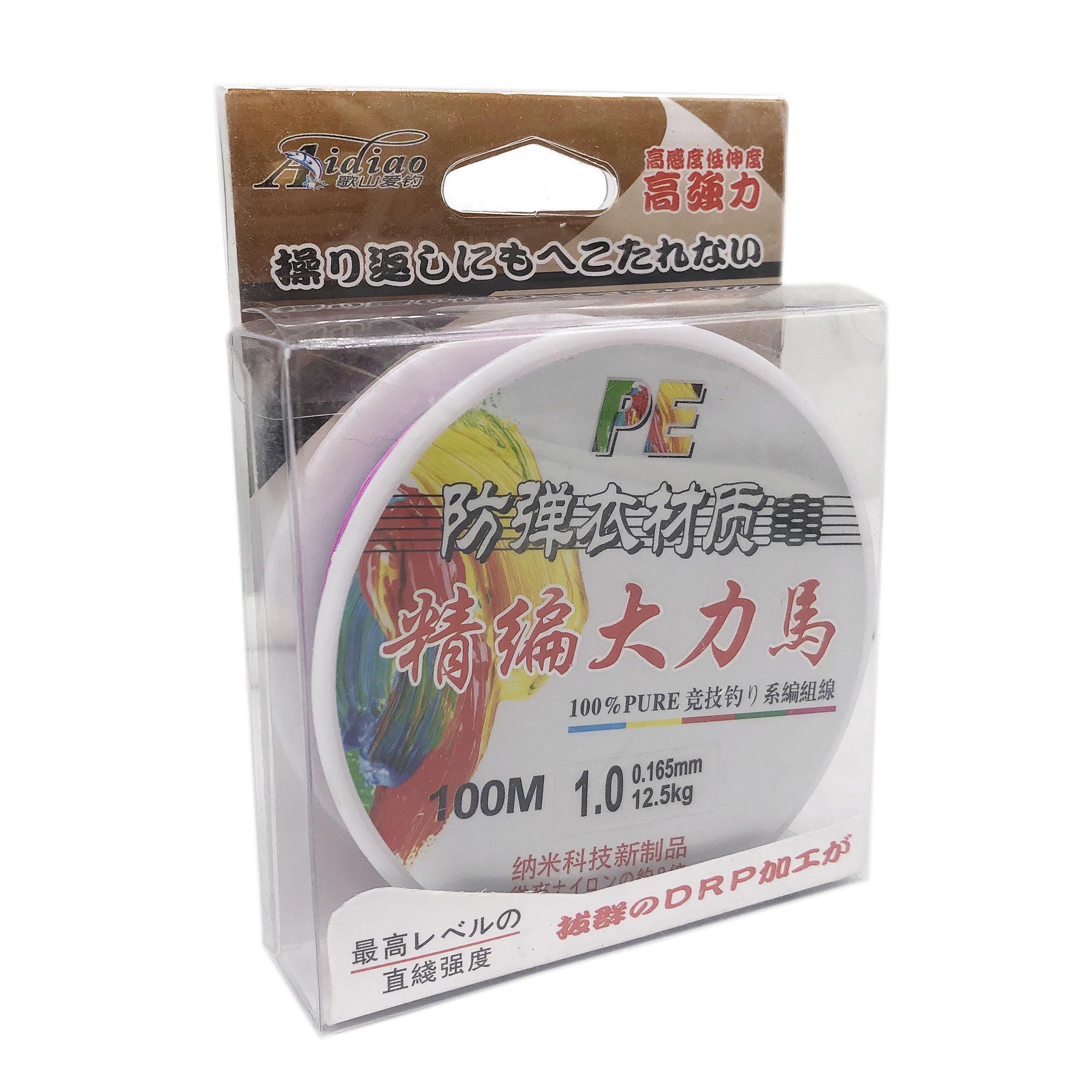Шнур Aidiao PEx4 1.0 100 м 0,165 мм 12,5 кг Різнокольоровий (7847)