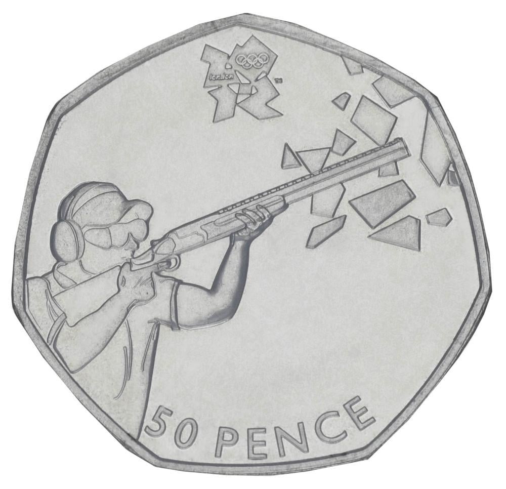 Колекційна монета Велика Британія 50 пенсів 2011 UNC XXX Літні Олімпійські ігри 2012 у Лондоні Стрільба (М21164)