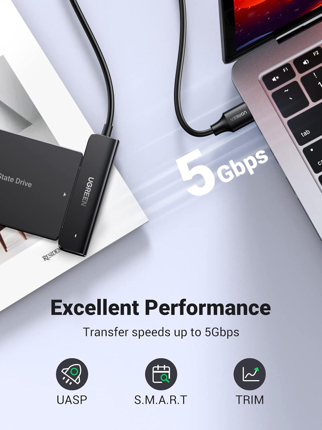 Кабель UGREEN SATA USB 50 см Для 2.5" SATA HDD/SSD USB 3.0 до SATA III 5 Гбіт/с UASP Чорний (70609) - фото 13