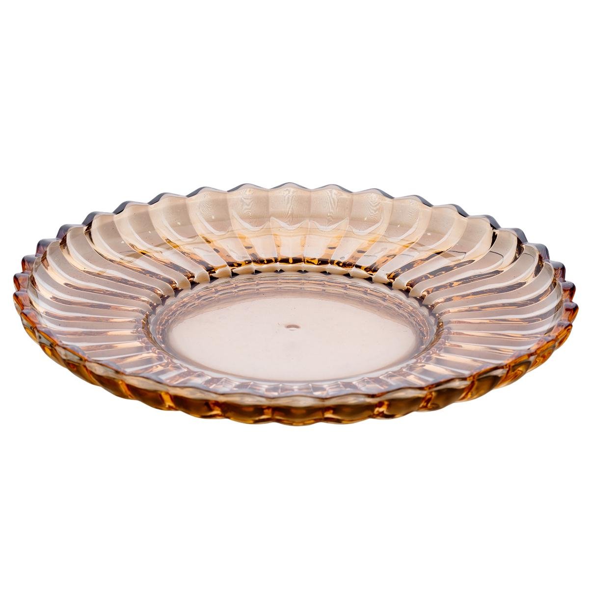 Блюдо сервировочное Flower из толстого стекла 28 см Коричневый (HP-YH-52)