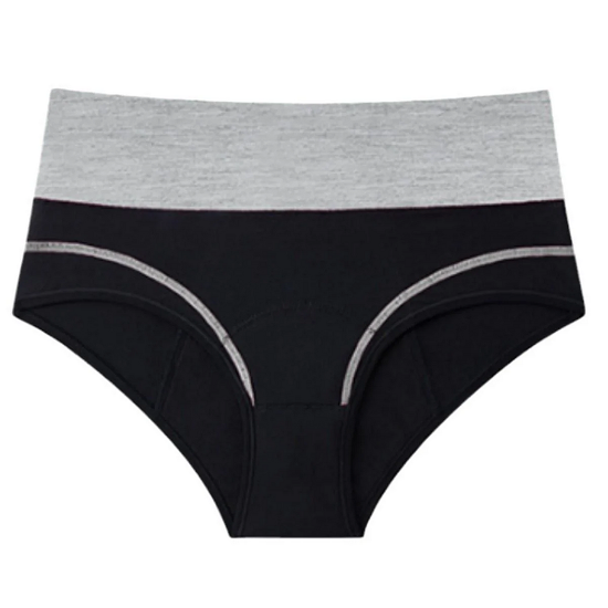 Трусы слипы для месячных от протеканий с высокой посадкой хлопок S Черный с серым