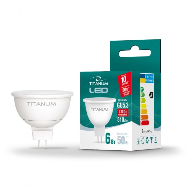 Лампа светодиодная TITANUM MR16 6W GU5.3 3000K White (10004)