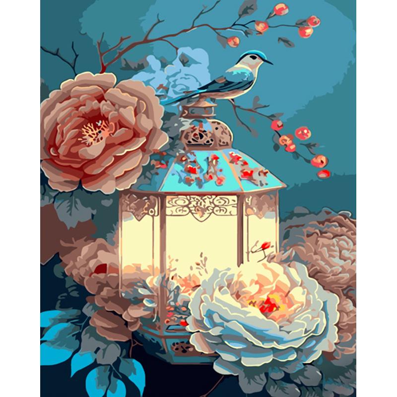 Картина по номерам Strateg Премиум Винтажный фонарь 40х50 см (GS1045)