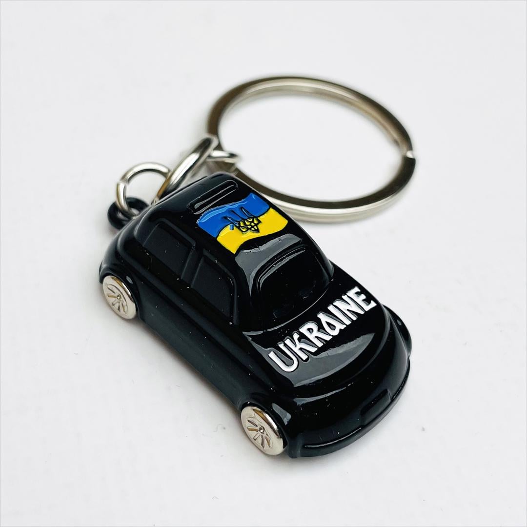 Брелок металевий Україна Машинка чорна