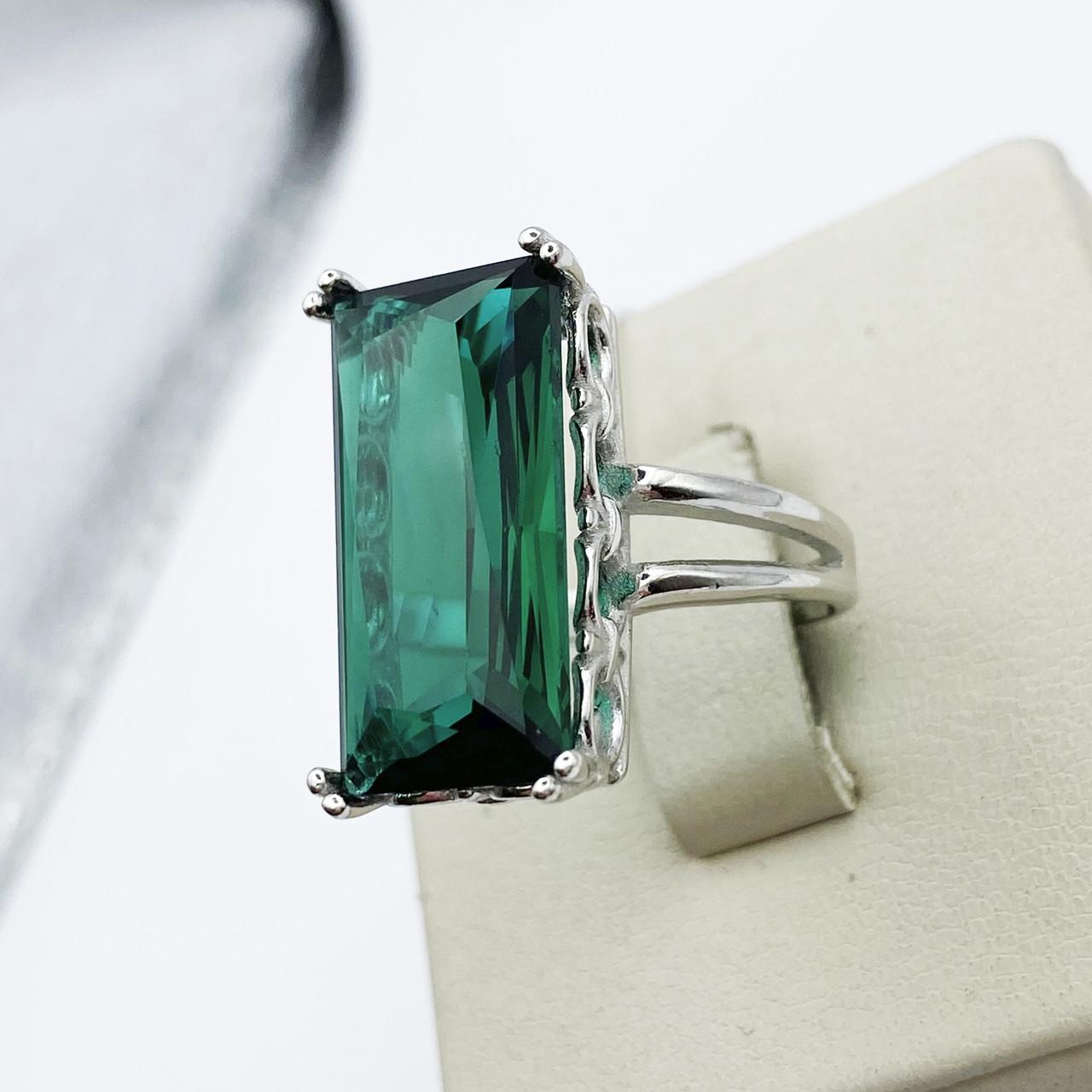 Кольцо серебряное с зеленым кварцем р. 18 5,73 г (1887857950)